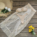 Bikini Half Length Tulle Skirt Tassel Three Piece Set Sexy Split Swimsuit Beach