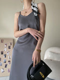 French Acetate Draping Satin Cami Dress Long Women Dress Spring