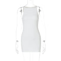 Women Clothing Summer Casual Solid Color round Neck Sleeveless All Matching Short Dress