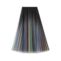 High Waist Slimming Large Hem Double-Layer Mesh Gradient Bright Color Mid-Length Skirt Spring Summer Women 0859