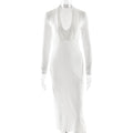Woman Elegant Sexy Socialite Deep V Plunge neck Dress Fashionable Slim High Waist Dress for Women