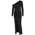 Autumn Long Sleeved Dress Sexy One Shoulder Cold Shoulder Hip Dress Women Clothing