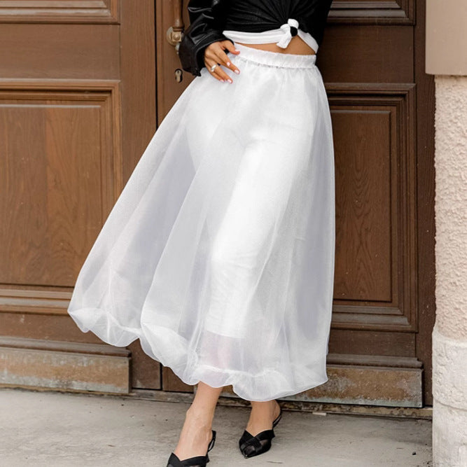 Black Sexy See through Mesh High Waist Skirt Spring Summer Pettiskirt