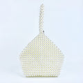 Special Interest Design Handmade Beaded Pearl Bag Women Retro Polygon Woven Casual Hand Bag