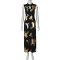 Chinese Fashionable Elegant Gilding Craft Back Hollow Out Cutout out Strap Sexy Side Split Cheongsam Dress