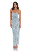 Cocktail Goddess Women Embroidered Floral Sequined Evening Dress Tube Top Fishtail Group Slim Dress