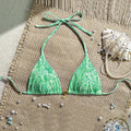 Swimwear Scallop Printed Bikini Sexy Lace up Bikini Women Fresh Split Swimsuit