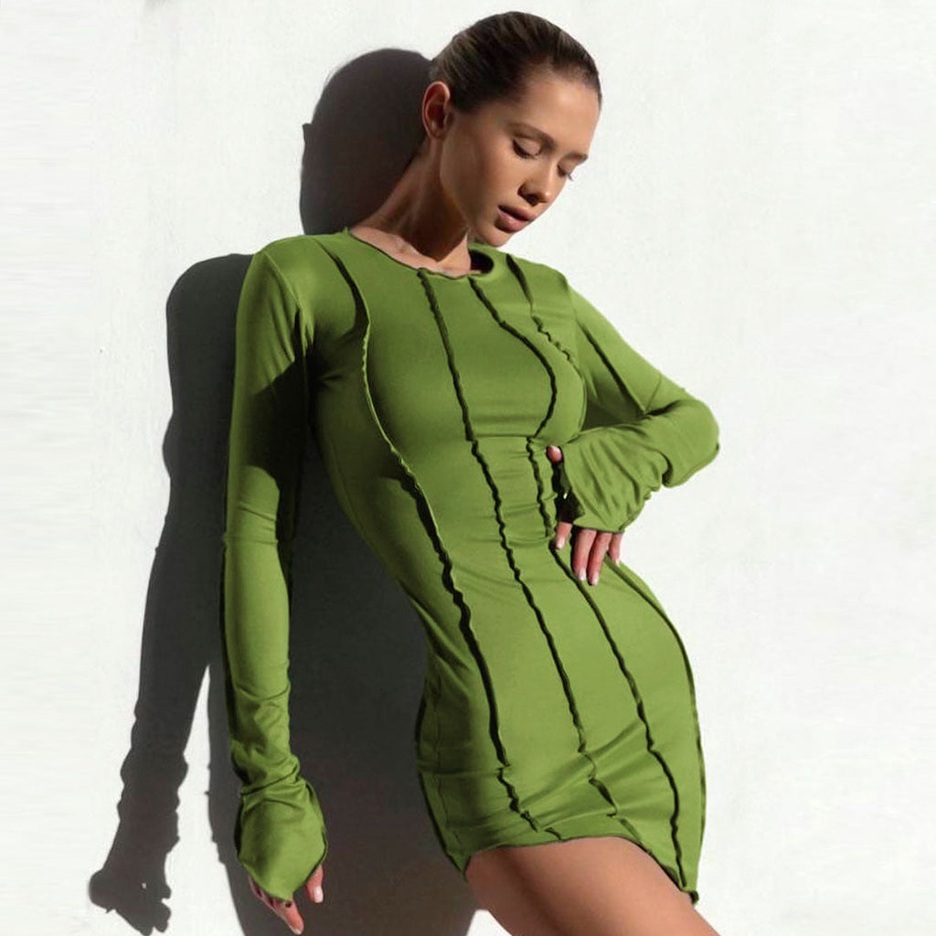 Women Clothing Summer Sexy Three Dimensional Striped Slim Fit Irregular Asymmetric Dress Women