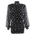 Women Clothing Polka Dot Design Turtleneck Backless Hip Wrapped Short Dress