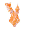 Sexy Swimsuit Women Spring One Shoulder Swimsuit Chiffon Split Beach Skirt Set