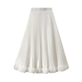 Swing Petal Skirt Graceful Pleated Skirt Spring Autumn Elastic Waist Skirt Women Mid Length