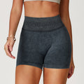Sollinarry Seamless Stone Washed Yoga Shorts High Waist Hip Lift Shorts Skinny Running Sports Fitness Yoga Pants Women