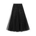 High Grade Sequin Gauze Skirt Women Draping Super Fairy Gauze Skirt Covering Large Swing A line Long Skirt