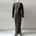 Heavy Industry Manual Rhinestone Long Sleeve Bandage One Piece Dress Socialite Elegant Dress the Dinner Party Maxi Dress