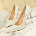 Sexy Nightclub Women Shoes Metal Heel Stiletto Heel Shallow Mouth Pointed Sequined Shoes