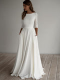 Elegant Wedding Dress round Neck Elegant Simple Three Quarter Sleeve Elegant Dress
