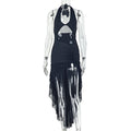 Women Clothing Sheath Pleated Floral Asymmetric Dress V neck Sleeveless Dovetail Backless Short Dress