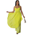 Summer Women Clothing Solid Color Overall Skirt Set Mesh Stitching Two Piece Sets Sexy