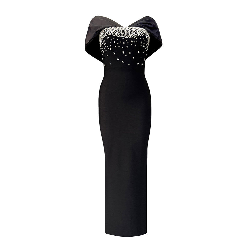 Women Clothes Elegant Graceful Diamond Hairpin Shoulder Bandage Dress Party Cocktail Evening Dress