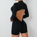 Hollow Out Cutout Beauty Back Half Open Zipper One Piece Peach Hip Sports Fitness Bare Back Quick Drying Yoga Jumpsuit