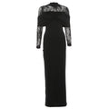 Winter Women Clothing Elegant Graceful Slim Fit Pleated Design Lace Stitching Dress