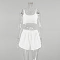Pajamas Suspenders Striped Spaghetti Straps Shorts Two Piece Sets Knitted Plain Cloth Summer Ladies Homewear