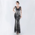 Dress Positioning Floral Sequin with Cloak Craft Beading High-End Evening Dress Annual Meeting Owner