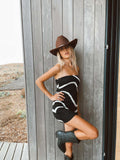 Sexy Wave Striped Tube Top Tight Beach Bohemian Casual Slimming Knitted Hip Dress