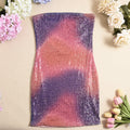 Christmas Sexy Tube Dress Women Sexy Double Layer Cover Hollow Out Cutout Backless Sequin Hip Dress
