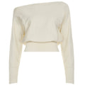 Gentle Diagonal Collar Loose Drawstring Slim Fit Solid Color Sweater Sexy Strapless All Matching Short Top
