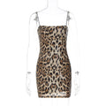 Sexy Leopard Print Street Nightclub All Match Strap Sequin Dress Women Clothing