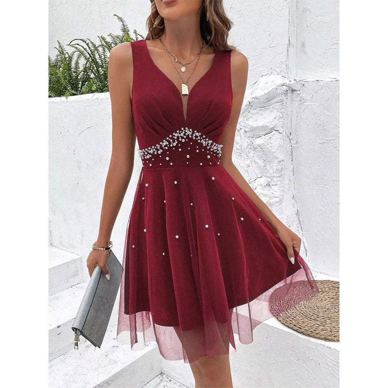 French Sleeveless Dress Women Braces Dress Sexy High Grade Dress