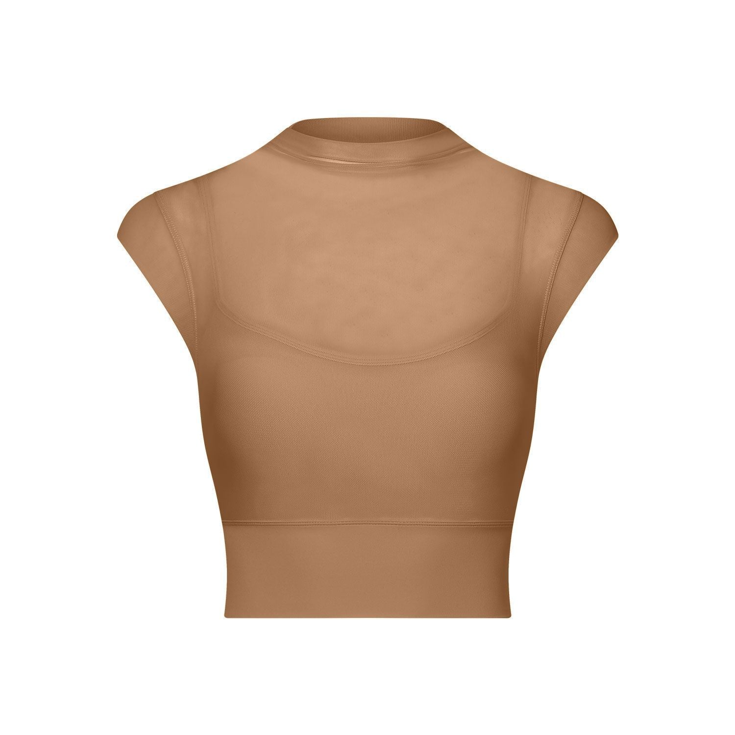 Sexy Mesh Yoga Clothes Flounced Sleeve Running Quick Drying Sports Bra with Chest Pad One Piece Cup Workout Clothes Top