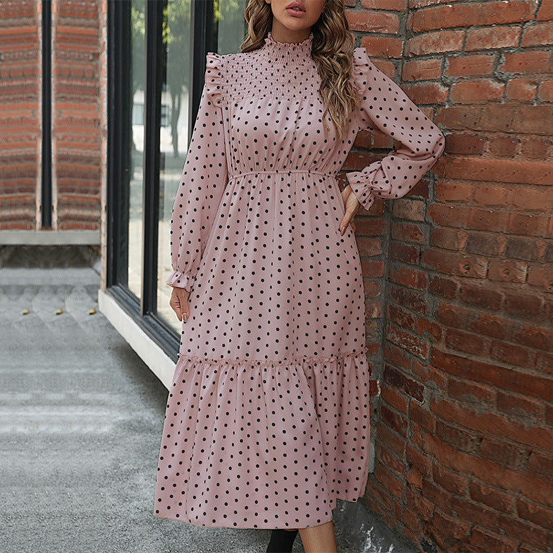 Autumn Women Wear Long Sleeve Polka Dot Dress