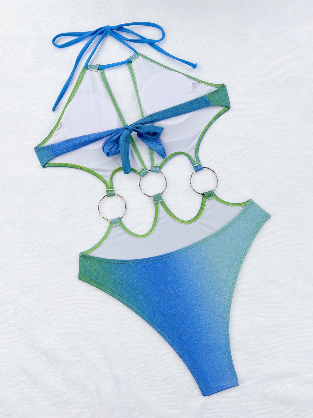 Bikini Double One Piece Swimsuit Sexy Bikini Swimsuit Women Backless Swimsuit Gradient Bikini