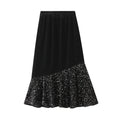 Fishtail Skirt Autumn Winter Velvet Stitching Sequined Skirt Slim Fit Show Thin Black Women