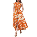 Women Wear Printed Dress One Shoulder Sleeveless Dress