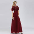 Autumn Stretch Waist Patchwork round Neck Party Big a Swing Evening Dress for Women