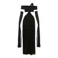 Autumn Winter Women Hanging Collar Solid Color Stitching Oversleeve Sexy Cutout Sexy Dress