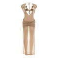 Women Clothing Sexy Sling Vest V neck Short Sleeve See through Dress Set