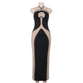 Fall Maxi Dress Elegant Halter Sling Slim Fit Hollow Out Cutout Sexy Dress