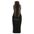 Autumn Winter Women Clothing Retro Color Matching Fur Collar Stitching Halter Sexy Tight Dress