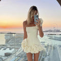 Women Clothing Dress Ruffled Bud Waist Dress One Shoulder Tube Top Hip Dress