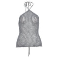 Spring Women Woolen Hollow Out Cutout Sexy Halter Lace up Backless Top for Women