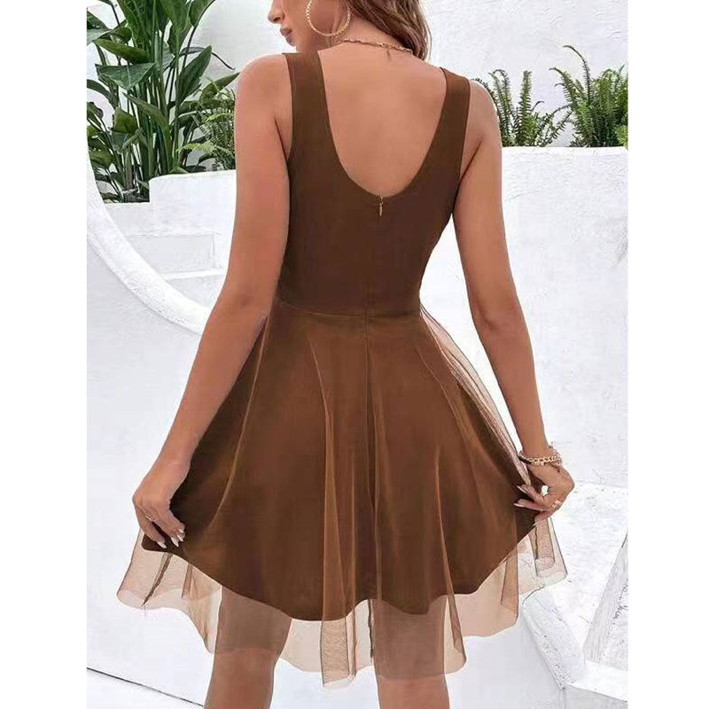 French Sleeveless Dress Women Braces Dress Sexy High Grade Dress