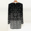 Women Autumn Winter Stars Heavy Industry Beads Sequined Pleuche Long Sleeve Dress