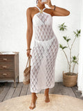 Women Clothing Sexy Backless Hollow Out Cutout Metal Starfish Decorative Suspender Skirt Beach Cover Up Dress