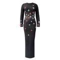 Exquisite Rhinestone Elegant Graceful Long Sleeve Bandage One Piece Dress The Dinner Party Formal Dress