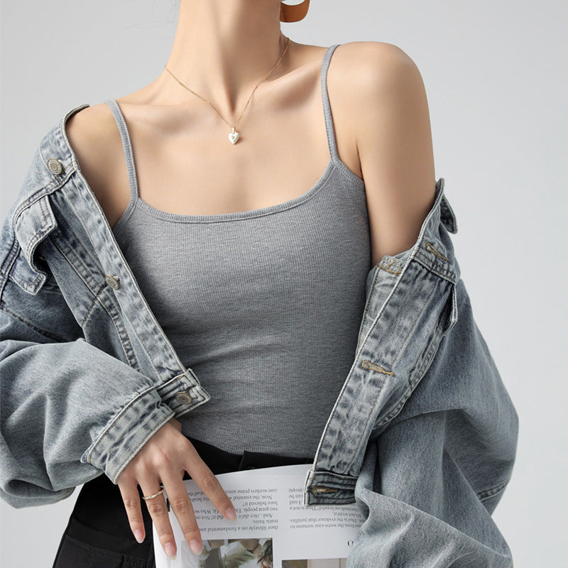 Best Seller on Douyin Base Tank Top Small Slip Top Women Suit Inner Cover Supernumerary Breast Thread Spring, Autumn Summer Can Be Outerwear Top