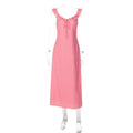 French Summer Sexy V neck Plaid Strap Dress Vacation Maxi Dress